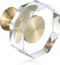 2-Pack 1-1/4-Inch Gold knob Dresser knobs White Cabinet Glass Crystal knobs Brass Drawer Polygonal Dresser Pulls, Drawer pulls