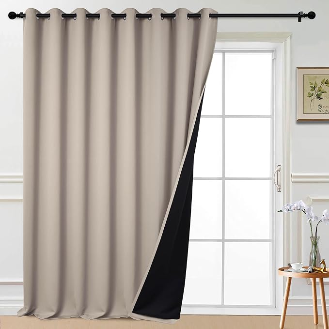 Yakamok Natural 100% Blackout Patio Door Curtain Panels W100 x L96, 1 Panel | by Yakamok