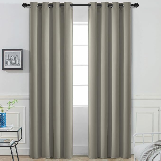 Yakamok Room Darkening Curtains 52x96 inch Length Taupe-Living Room | 2 panels by Yakamok