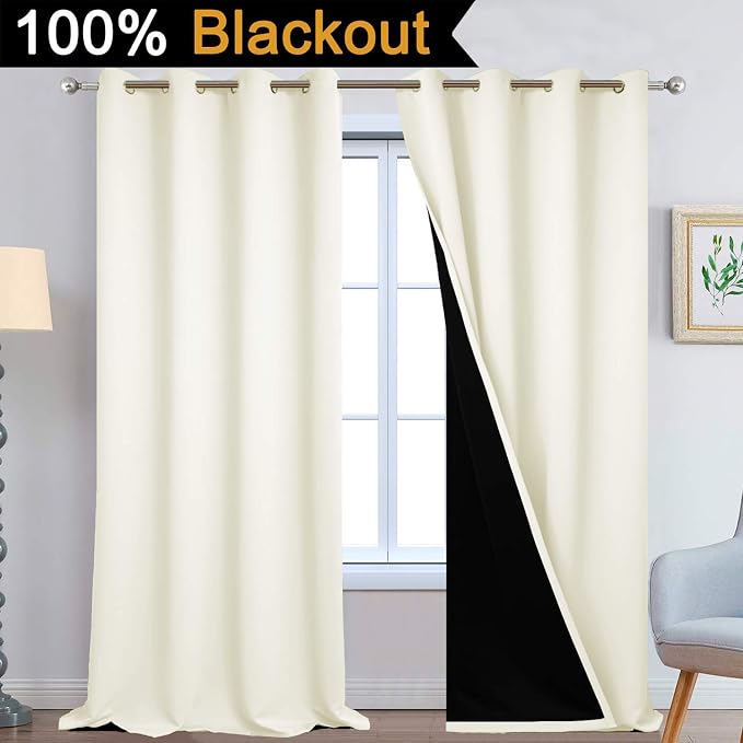 Yakamok Cream 100% Blackout Curtains 108 Inches Long - Image 2