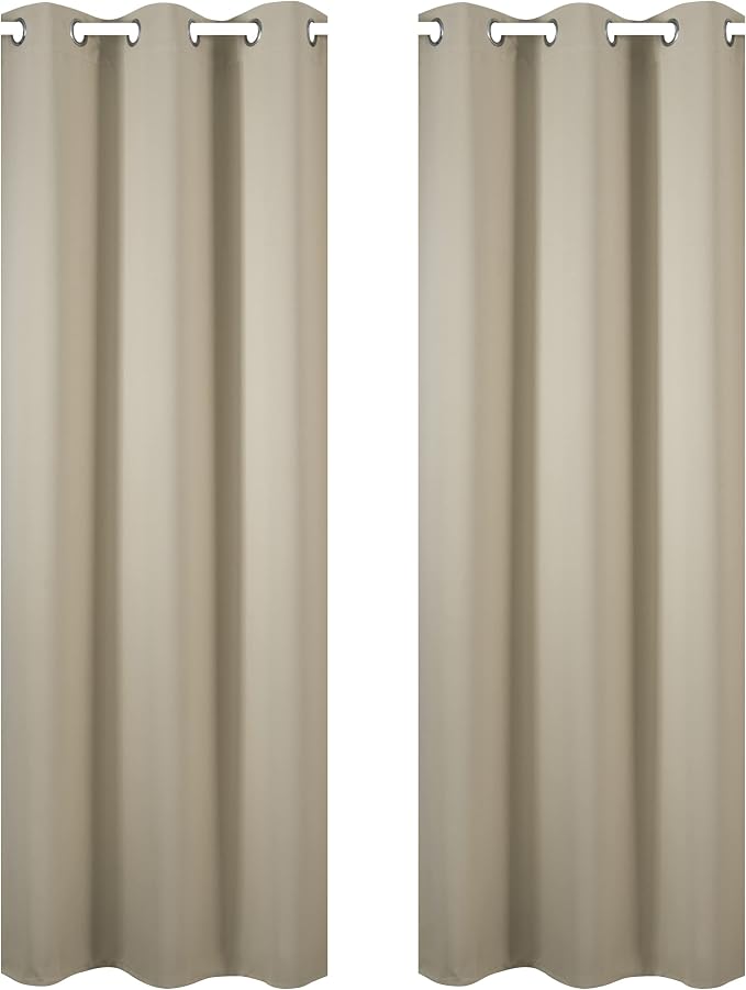 Beige Blackout Curtains 34 x 84 Inch Length/Set of 2 Curtain Panels/Thermal - Image 2