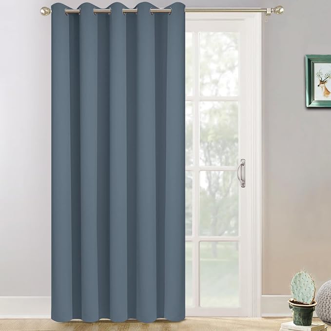 Yakamok Stone Blue Room Darkening Curtains 84 inch Sliding Door Drapes | 1 by Yakamok