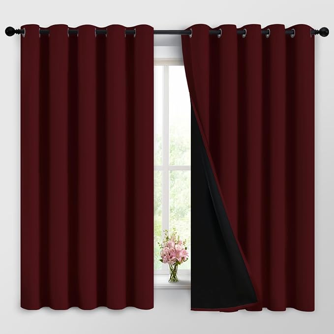Yakamok Burgundy Red Blackout Curtains 63 Inches Long by Yakamok