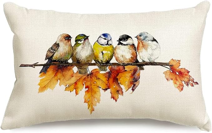 RABUSOFA Fall Pillow Covers 12x20 Inch Bird Autumn Decorations by RABUSOFA