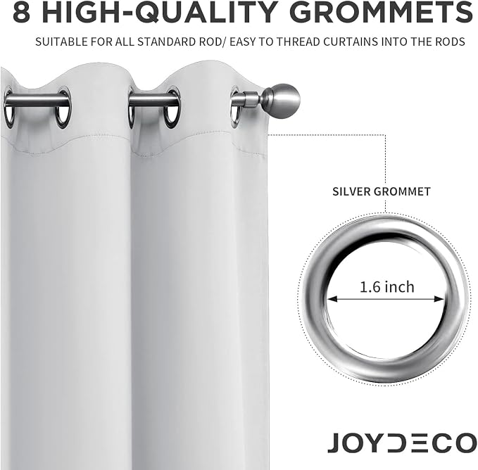Joydeco White Curtains 95 Inches Long 2 Panels Set, Thermal Insulated Long - Image 2