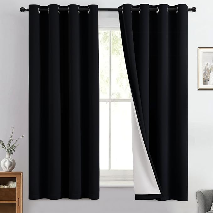 Yakamok Black 100% Blackout Curtains 63 Inches Long by Yakamok