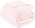 Exclusivo Mezcla Fleece King Size Blanket for Bed, 90x104 Inches Soft Cozy Jacquard Flannel Blankets, Lightweight Fuzzy Plush Warm for Winter, Light Pink