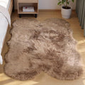Goolela Faux Sheepskin Fur Rug Light Brown Beige Fluffy Rug 4x6 Carpet by Goolela