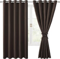 Grommet Blackout Curtains for Bedroom 60 x 72 Inches Brown 2 Panels | Thermal by Hiasan