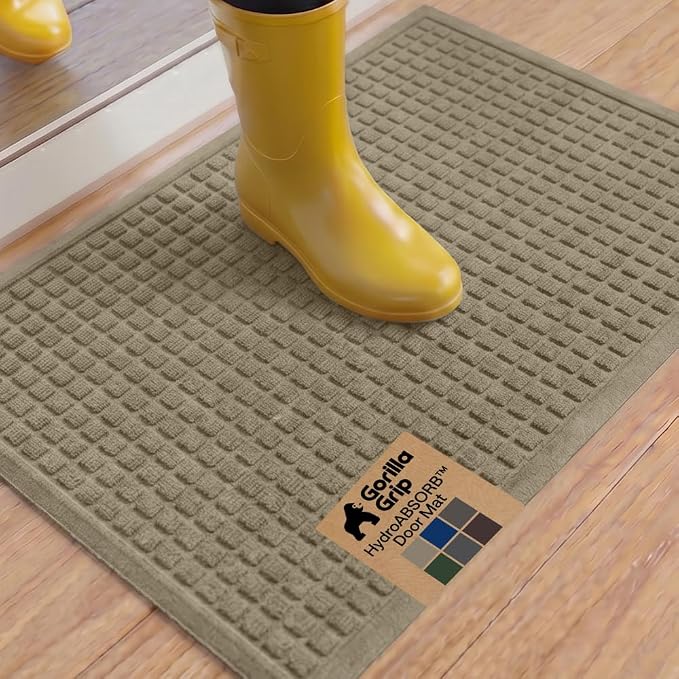 GORILLA GRIP® Ultra Absorbent Front Door Mat Outside Entrance, Traps Dirt and by Unknown