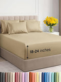 Extra Deep King Sheet Set - 6 Piece Breathable and Cooling Sheets - Hotel Luxury Bed Sheets Set - Easy & Secure Fit - Soft, Wrinkle Free and Comfy Sheets Set - Beige Sheet Set with Extra Deep Pockets