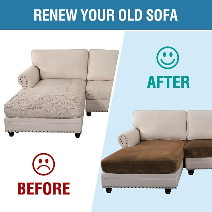 H.VERSAILTEX Velvet Stretch Sectional Couch Covers 3 Pieces Sofa Seat Cushion - Image 3