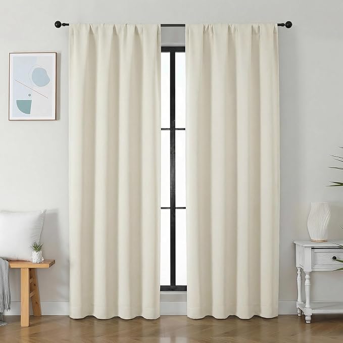 Simplebrand Ava Light Beige Light Filtering Curtains by Simplebrand