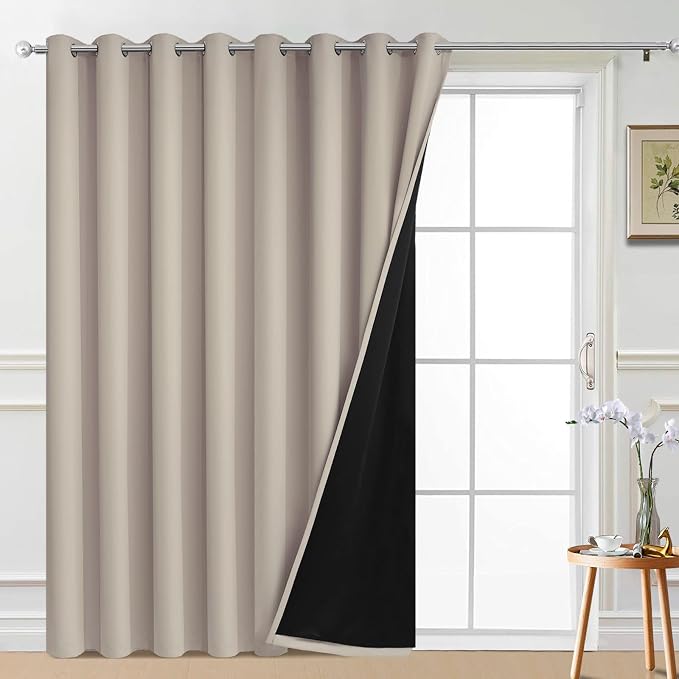 Yakamok Natural 100% Blackout Patio Door Curtain Panels W100 x L84, 1 Panel | by Yakamok