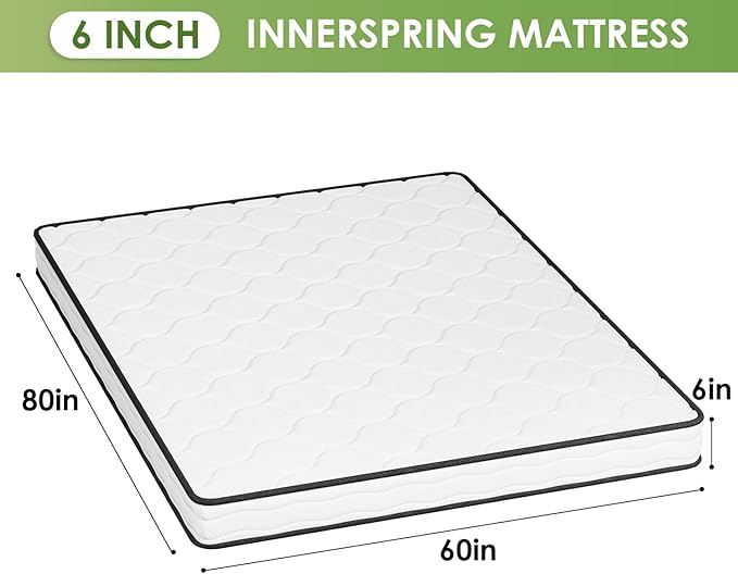 PayLessHere | 6 Inch Queen Mattress | Medium Firm Hybrid Mattress | White | with High-Density Foam and Breathable Cover | Pocket Spring Design, Pressure Relief | Bed in a Box, CertiPUR-US Certified