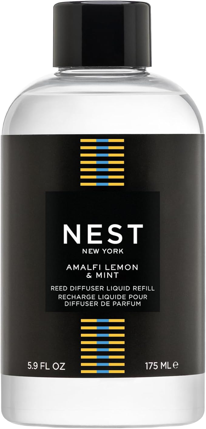 NEST New York Reed Diffuser Liquid Refill, Amalfi Lemon & Mint - 5.9 fl oz - Fragrance for Up to 90 Days - Flame Free