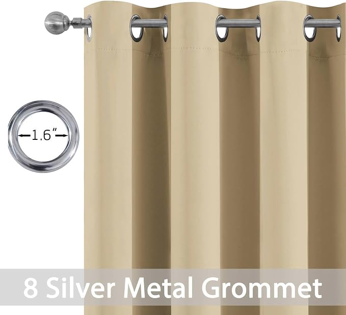 Yakamok Beige Room Darkening Curtains 84 inch Sliding Door Drapes | 1 - Image 2