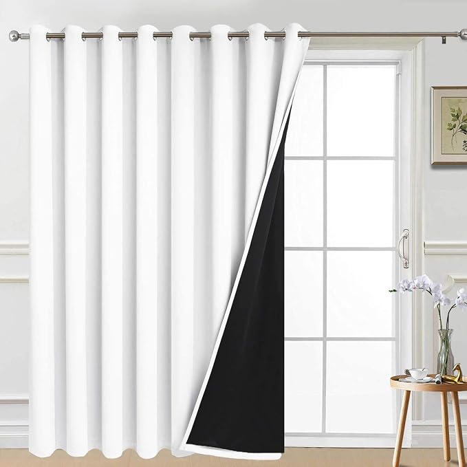 Yakamok Pure White Blackout Patio Door Curtain Panels W100 x L96, 1 Panel | by Yakamok