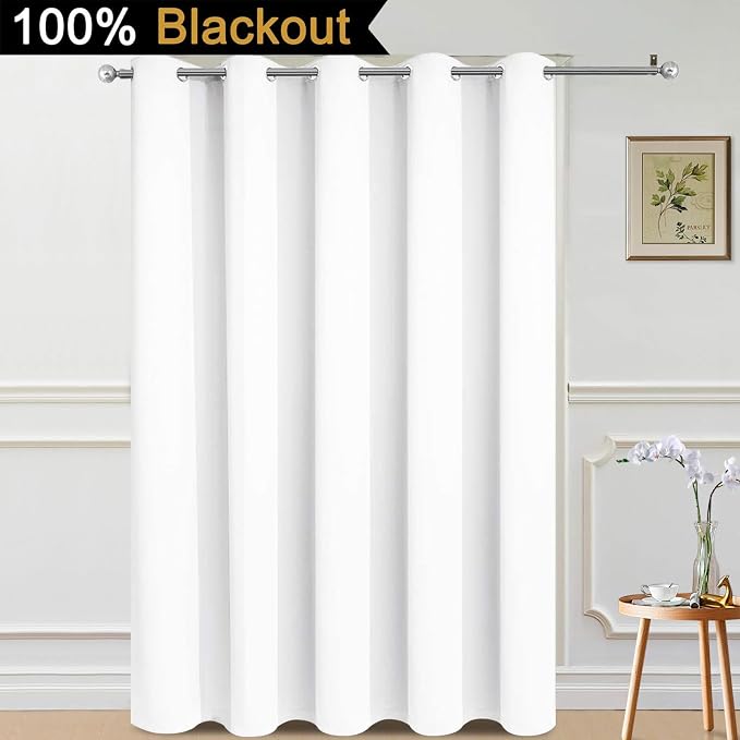 Yakamok Pure White Blackout Patio Door Curtain Panels W70 x L84, 1 Panel | - Image 2