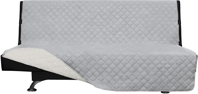 Easy-Going Reversible Couch Cover, Large Futon Sofa, Light Gray/Ivory | Machine by Easy-Going