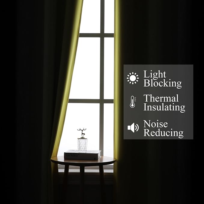 Black and Yellow Ombre Blackout Curtains 72 Inches Long | Room Darkening - Image 3