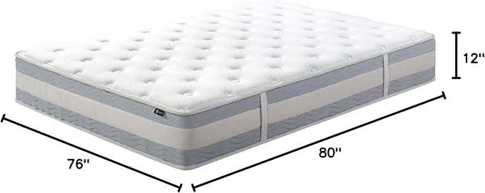 ZINUS 12 Inch Comfort Support Hybrid Mattress [New Version], King, Fiberglass Free, Medium Plush, Motion Isolation, Certified Safe Foams & Fabric, Mattress in A Box