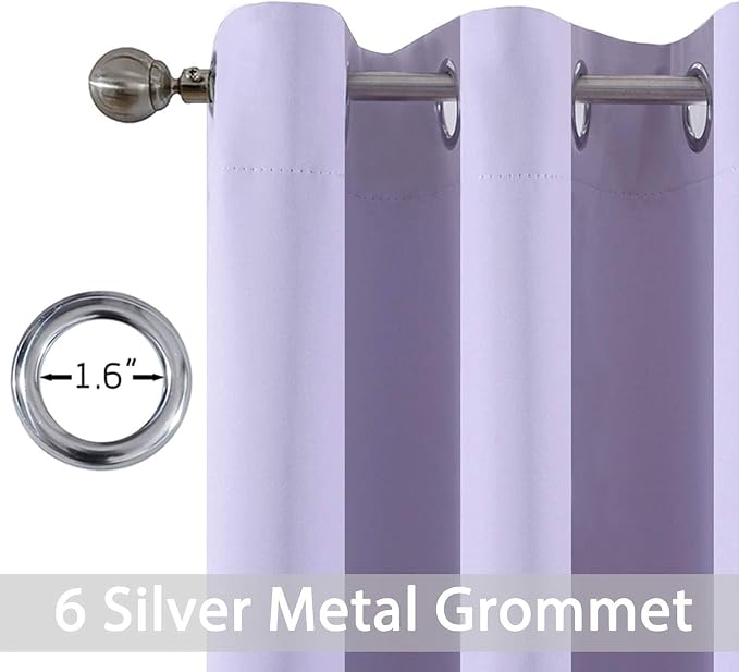 Yakamok Room Darkening Curtains 42x84 inch Length Lilac-Living Room | 2 panels - Image 2