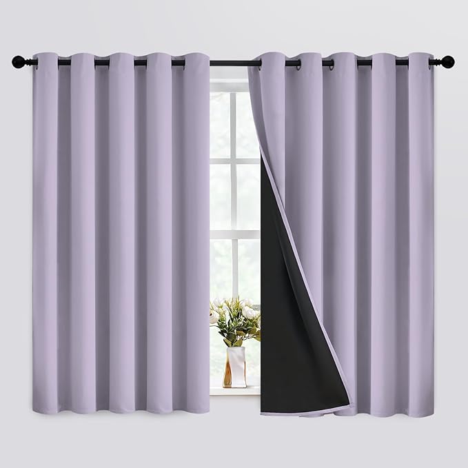 SimpleHome Lilac 100% Blackout Curtains Room Darkening Living Room 63 Inch | by SimpleHome