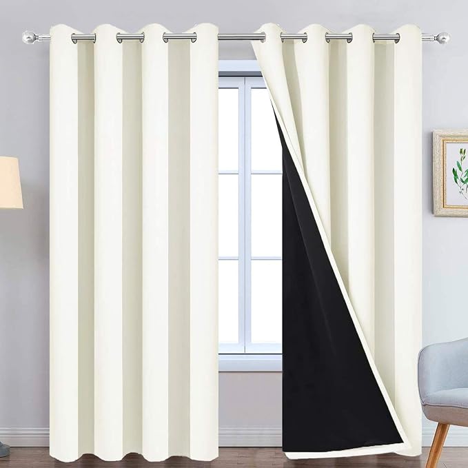 Yakamok Cream 100% Blackout Curtains 96 Inches Long by Yakamok