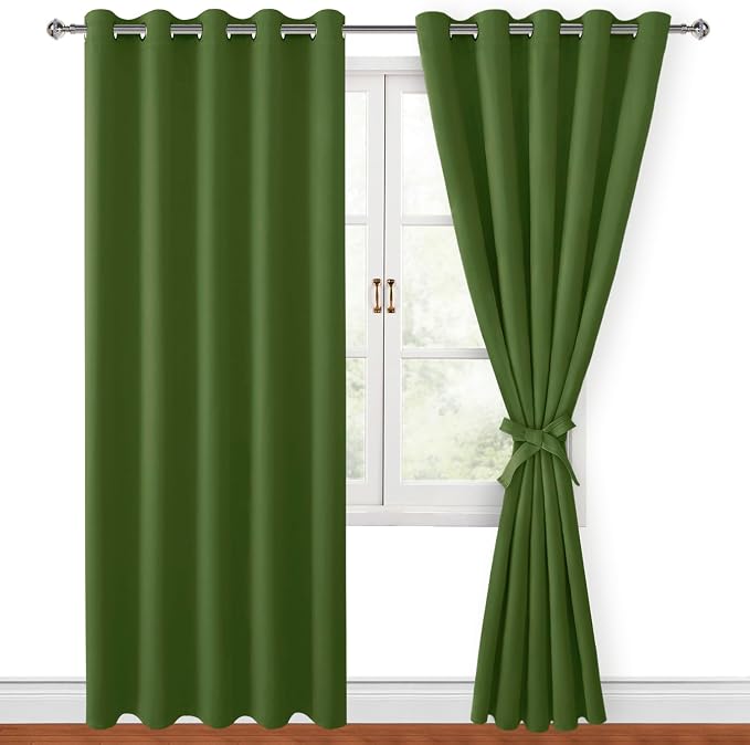 Blackout Curtains for Bedroom, 60 x 84 Inch, Olive Green, 2 Panels | Thermal - Image 8
