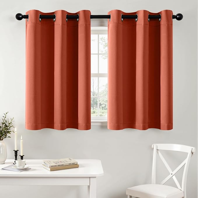 MIULEE Fall Blackout Curtains for Bedroom 2 Panel 40"x36" Long Burnt Orange | by MIULEE