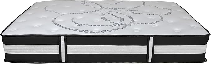 Flash Furniture Capri Comfortable Sleep 12" Hybrid Pocket Spring and Foam Mattress, Foam Pocket Spring Hybrid Mattress for Pressure Relief, Queen