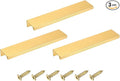 uxcell Cabinet Finger Edge Pull, 3pcs 150mm / 5.91" Aluminum Alloy Back Mount Hidden Cabinet Pulls Concealed Handle for Home Kitchen Drawer Cabinet, Gold