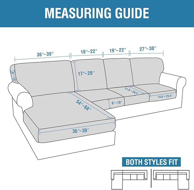 H.VERSAILTEX Sectional Couch Covers 4 Pieces Sofa Seat Cushion Covers L Shape - Image 3
