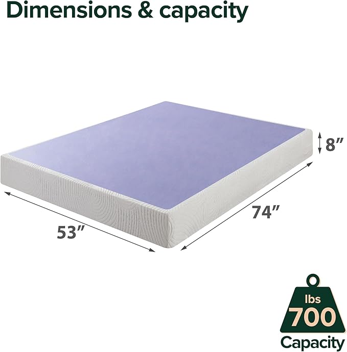 ZINUS Edgar 8 Inch Wood Box Spring, Mattress Foundation, Sturdy Wood Structure, Low Profile, Easy Assembly, Full