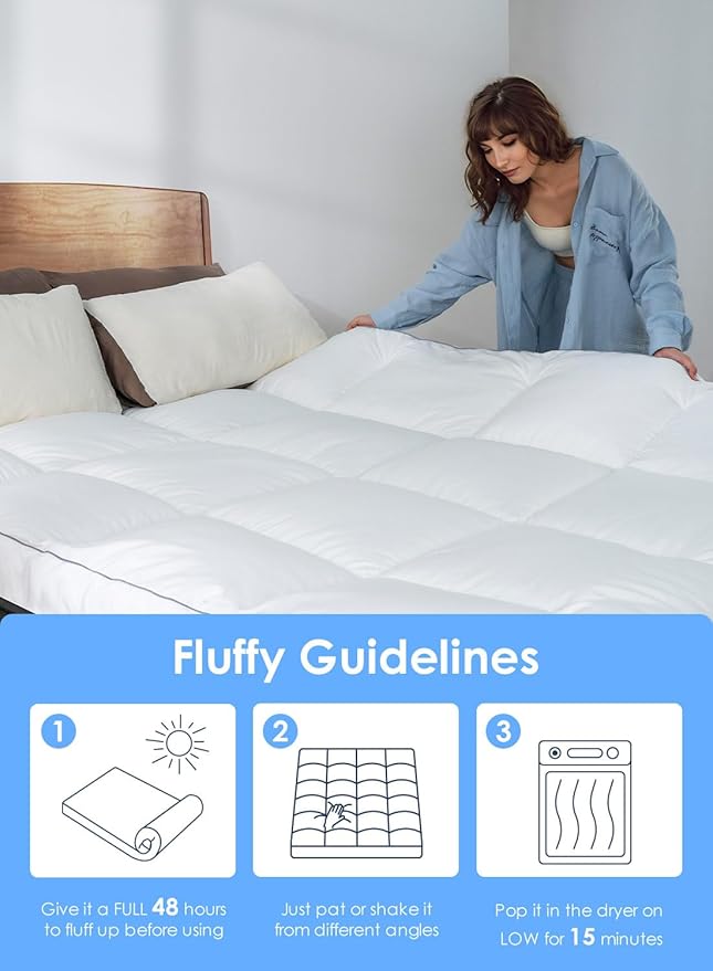 QUEEN ROSE Twin Mattress Topper, Extra Thick 3D Snow Alternative Down Pillow-Top Cooling Mattress Pad Bed Cover Mattress Topper, Hotel Quality, Plush and Support