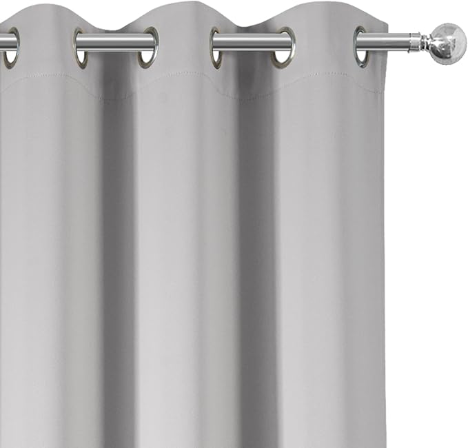 Light Grey Blackout Curtains 42 x 54 Inch Length Set of 2 Panels Grommet - Image 7