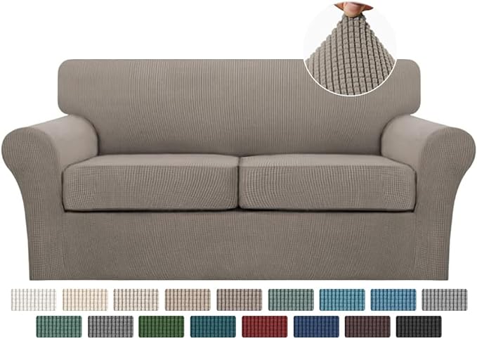 Turquoize 3 Piece Sofa Covers for 2 Cushion Couch Sofa Slipcover Soft Couch by Turquoize