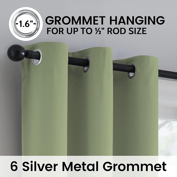 SimpleHome Sage 100% Blackout Curtains Room Darkening Living Room 45 Inch | - Image 6