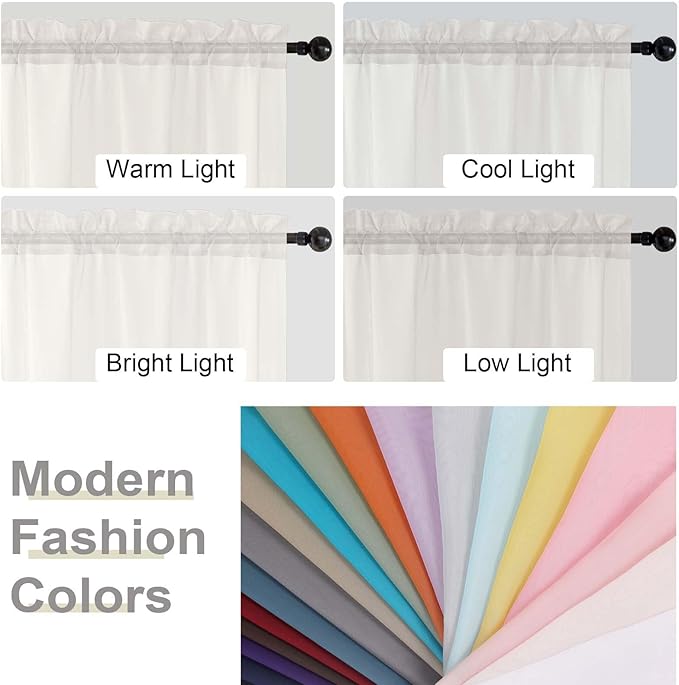 Sheer Ivory Curtains for Bedroom Living Room 54 Inch Length 2 Panels Set - Image 7