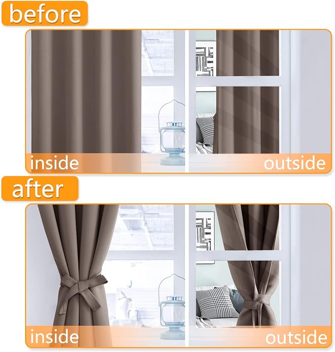 RV Blackout Curtains for Bedroom, 52 x 30 Inches Long Tan, 2 Panels | Thermal - Image 5