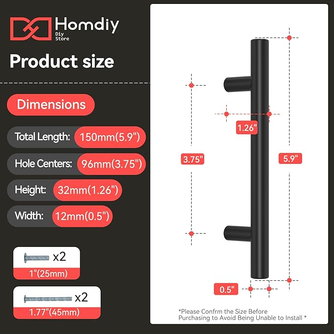 homdiy Black Cabinet Handles 30Pack 3-3/4inch Hole Center Kitchen Drawer Pulls and Knobs Stainless Steel Cabinet Hardware for Bathroom, Cupboard