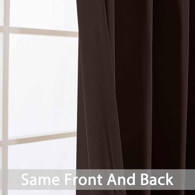 Yakamok Room Darkening Curtains 52x63 inch Length Dark Brown-Living Room | 2 - Image 4