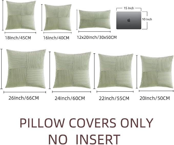 Fancy Homi 2 Packs Sage Green Decorative Throw Pillow Covers 22x22 Inch - Image 7