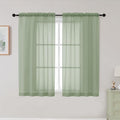 Sage Green Sheer Curtains for Bedroom Living Room 45 Inch Length 2 Panels by WelvetBLK