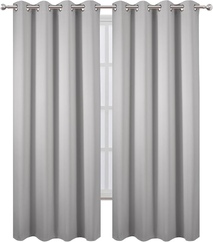 Blackout Curtains 52 x 120 Inch Long Light Grey Curtains Set of 2 Panels Room - Image 2