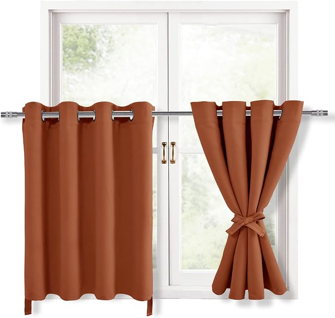 Fall Blackout Curtains for Bedroom, 52 x 30 Inches Long Burnt Ochre | Thermal by Hiasan