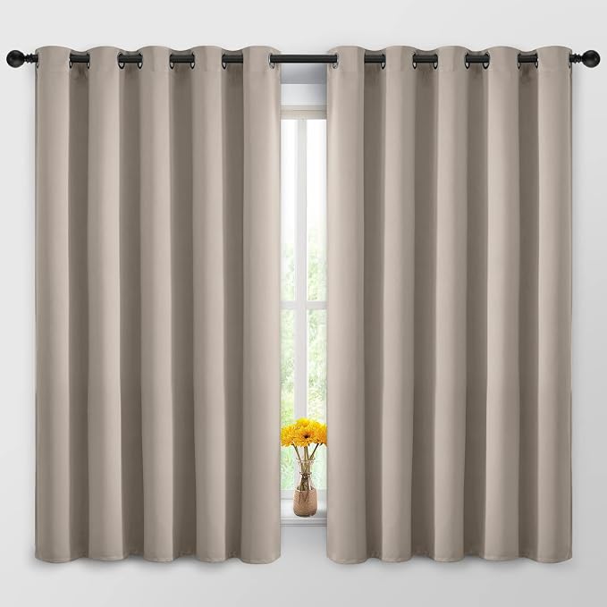 Yakamok Room Darkening Curtains 62x63 inch Length Natural-Living Room | 2 panels by Yakamok