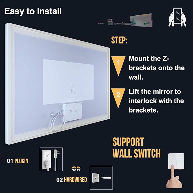 LED Bathroom Mirror with Lights 28"x 32", Front Lit and Backlit Mirror Bathroom,Stepless Dimmable,Anti-Fog, Shatter-Proof, Memory, Lighted Vanity Mirror (Horizontal/Vertical)