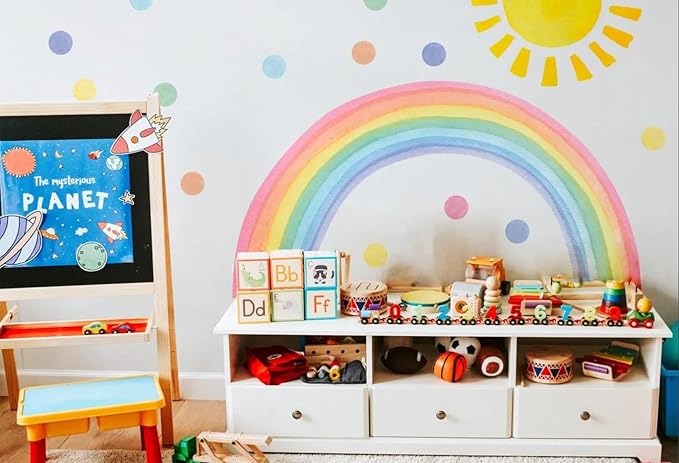 Large Rainbow Wall Decals – Removable Peel and Stick Décor for Kids Room, Playroom, Nursery Walls, and Bedroom Wall Décor - Wall Sticker (99" W x 53" H)